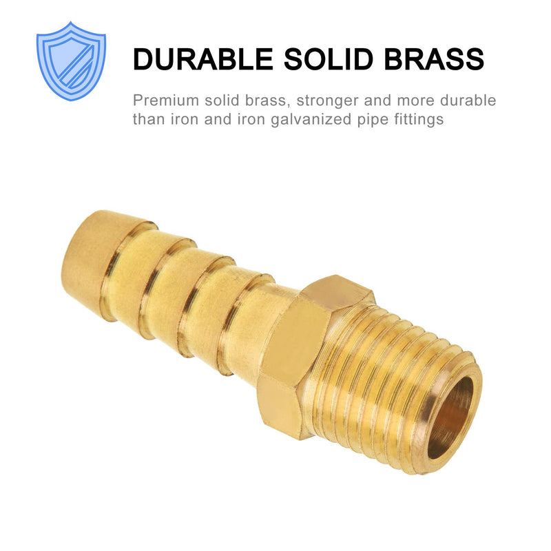 Brass Hose Fitting, SUNGATOR Hose Barb Adapter, 3/8-Inch Barb x 1/4-Inch NPT Male Pipe, Male Threaded End (3-Pack) - NewNest Australia