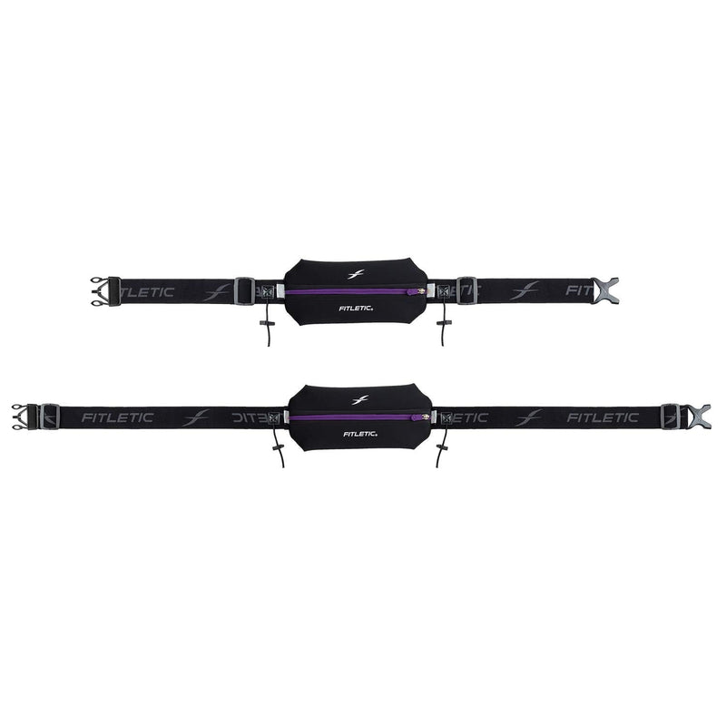 Fitletic Neo Race Belt | Unique No Bounce Design for Marathon, Triathlon, Trail, 5k, 10k | Single Pounch N01R Neo Purple & Black - NewNest Australia