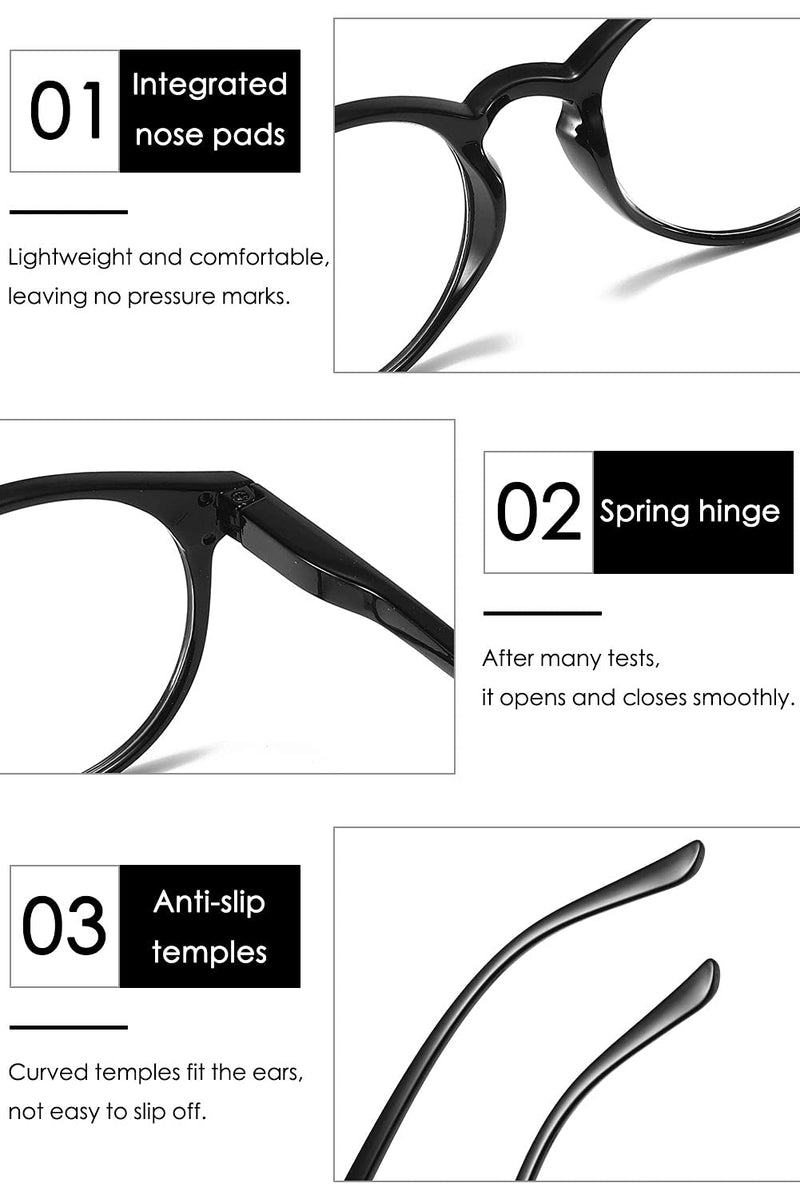KOOSUFA Fashion Anti Blue Light Reading Glasses Spring Hinge Women Men Round Reading Aids Vision Aid Anti Fatigue Glasses 1.0 1.25 1.5 1.75 2.0 2.25 2.5 2.75 3.0 3.5 4.0 1x Transparent Light Brown 2.0 x - NewNest Australia