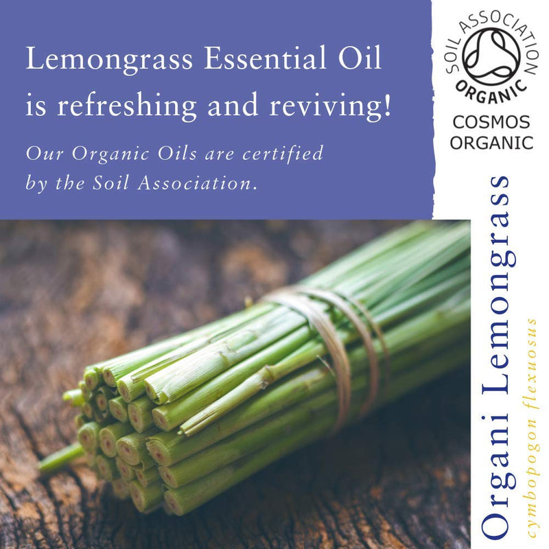 Absolute Aromas Organic Lemongrass Essential Oil 10ml - 100% Pure, Natural, Undiluted, Vegan and Cruelty-Free - for use in a Diffuser and Aromatherapy 10 ml (Pack of 1) - NewNest Australia