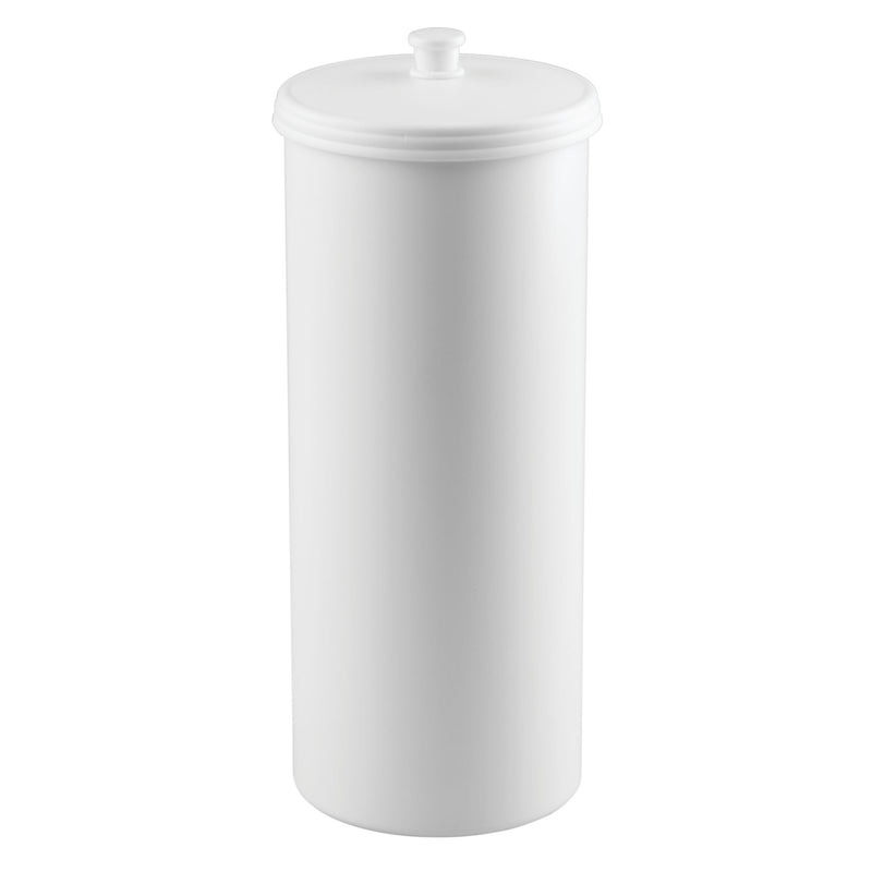 iDesign Kent Plastic Toilet Paper Tissue Roll Reserve Canister, Free-Standing Organizer for Master, Guest, Kid's, Office Bathroom or Closet, 6.25" x 6.25" x 15.5" - White - NewNest Australia