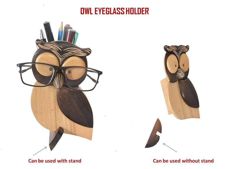 NewNest Australia - Artistic India - Handmade Wooden Spectacles Eyeglass Holder/Stand(for Desktop/Table Display Item) 