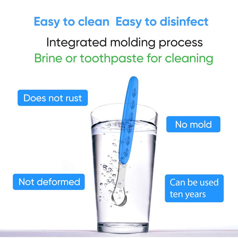 New Version Tongue Scraper Cleaner for Adults & Kids, Medical Grade Metal Tongue Brushes Set for Fresh Breath Dental Eliminate Bad Breath in Seconds (2 pcs) 2 Count (Pack of 1) Blue&Green Case - NewNest Australia