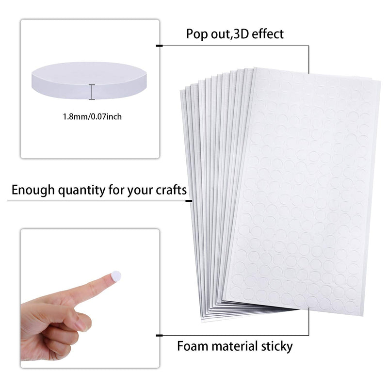 2376 Pieces Foam Dots Dual-Adhesive 3D Foam Dots 3 Sizes Pop Foam Dots Round Adhesive Foam Mounts for Craft DIY Art Scrapbooking Cards Decoration Supplies, 12 Sheets 2376 - NewNest Australia