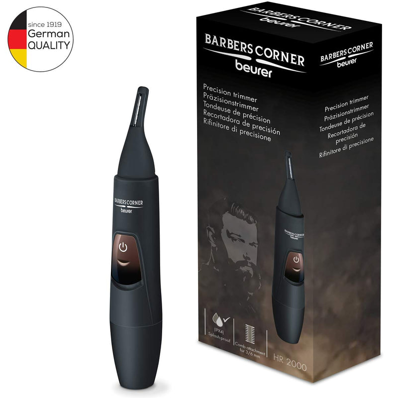 Beurer HR2000 Barbers Corner Precision Trimmer | Shape and trim your eyebrows, nose and ear hair | Perfectly angled design | Includes comb attachment with 2 trim lengths (3mm and 6mm), 58000 - NewNest Australia