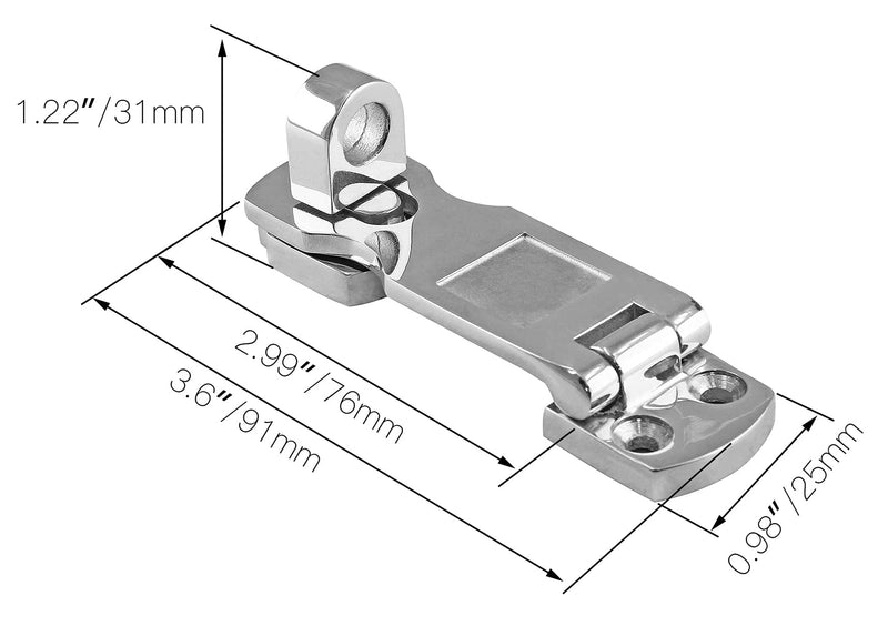 Bonsicoky Marine Grade 316 Stainless Steel Door Hasps, 3 Inch Heavy Duty Swivel Safety Hasp with Turning Padlock Eye Mount 1 Piece - NewNest Australia