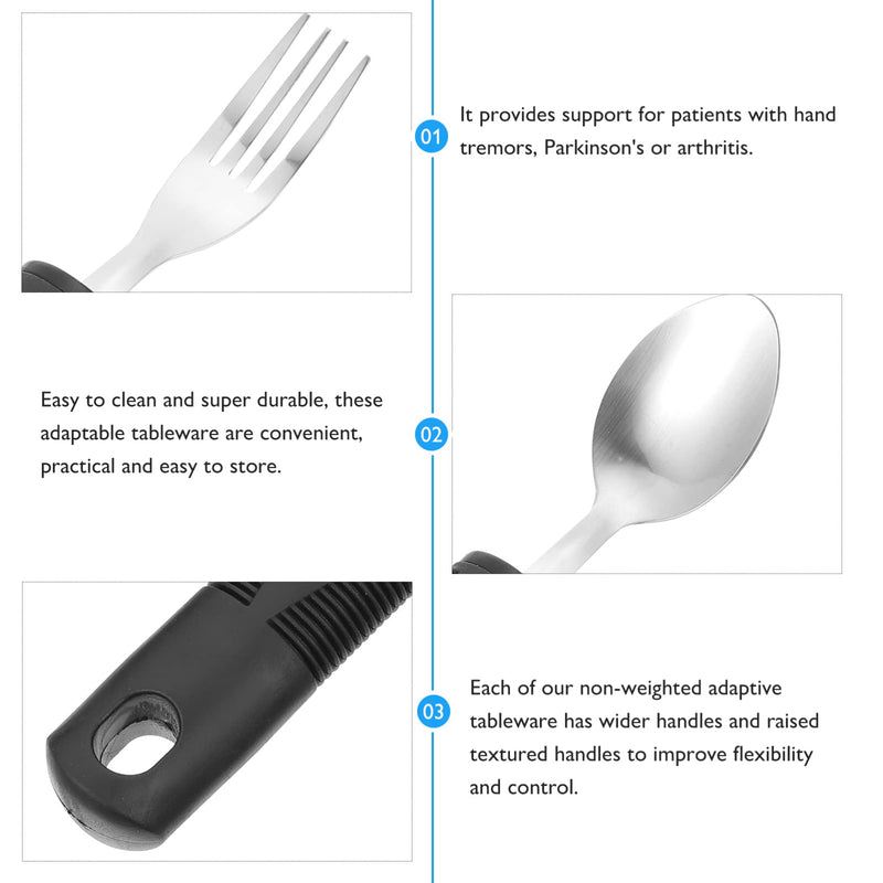 Adaptive Utensils Easy Grip Cutlery: 4 Pieces Bendable Fork Teaspoon Tablespoon Knife Non-Slip Handles For Hand Tremors Arthritis Parkinson'S Or Elderly People - NewNest Australia