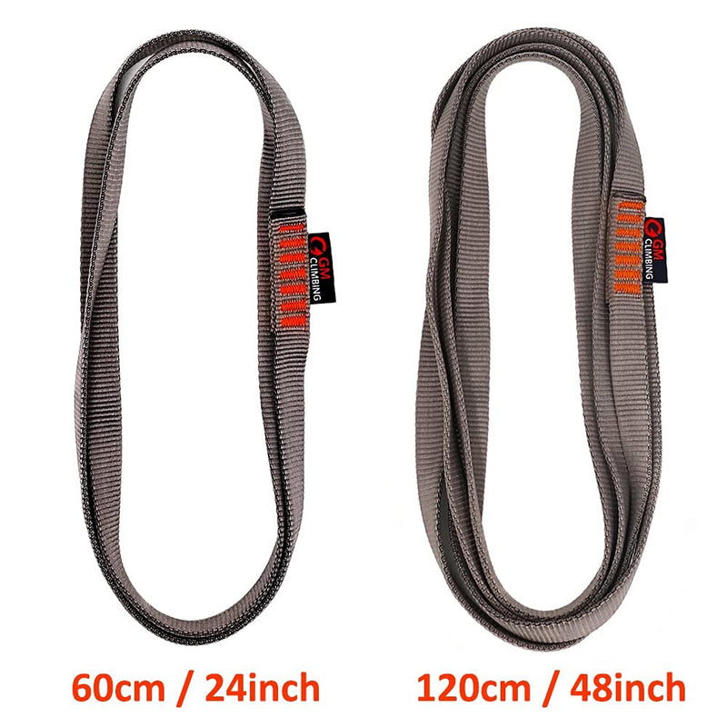 GM CLIMBING 16mm Nylon Sling Runner 22kN / 4950lbf CE UIAA Certified Gray 60cm / 24inch | Pack of 3 - NewNest Australia