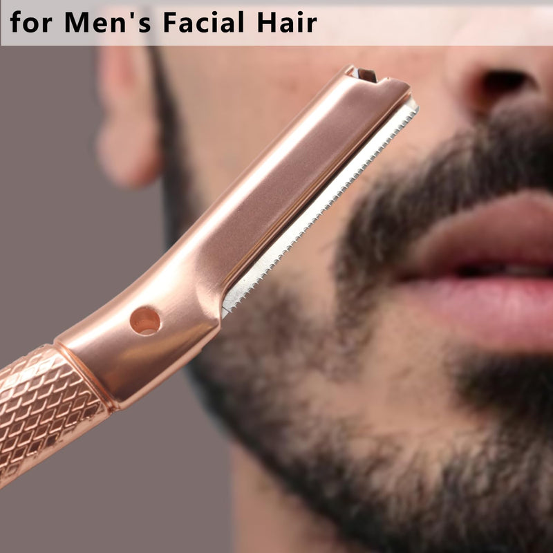Eyebrow Razor, AIFKUGY® Eyebrow Razor for Women, Eyebrow Trimmer with 10 Blades, Facial Razor for Eyebrows and Facial Hair-Rose Gold - NewNest Australia