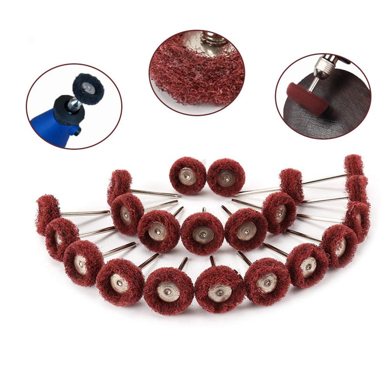 Rocaris 1" (25mm) Red 240 Grit Abrasive Buffing Polishing Wheels Burr For Rotary Tools-1/8"(3mm) Shank Pack of 50Pcs - NewNest Australia