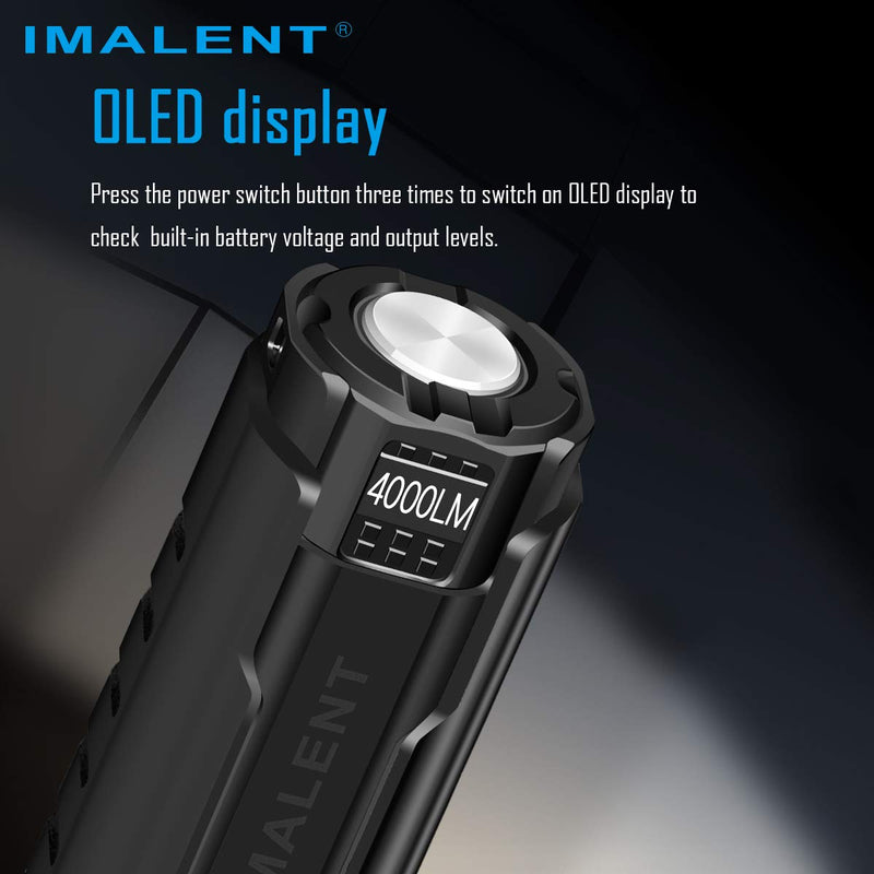 IMALENT LD70 EDC Flashlight with CREE XHP70.2 LED 4000 Lumens, Led Rechargeable Handlight, High Performance Super Bright Torch for Night Black - NewNest Australia