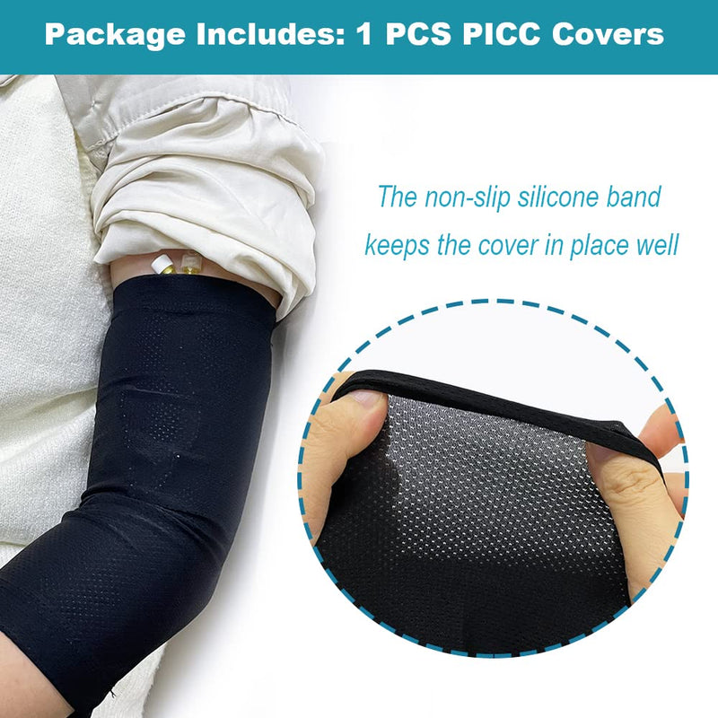 Arm PICC Line Sleeve Protector Elbow Breathable Plaster Cover Accessories for Arm Circumference (XS, Black) XS - NewNest Australia