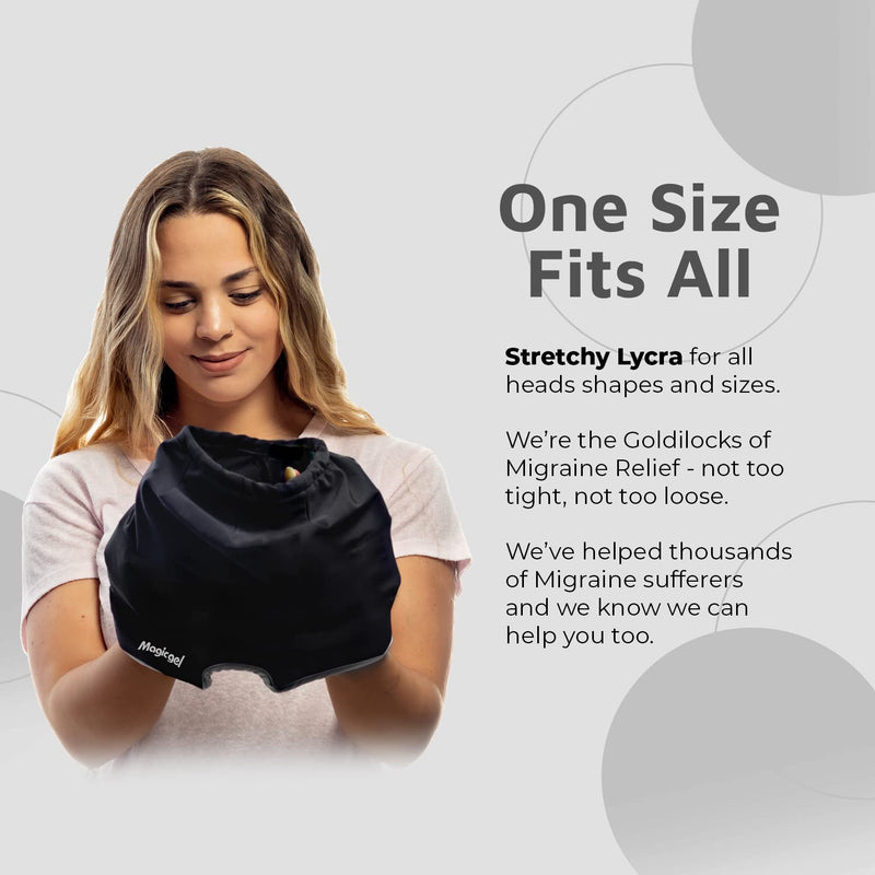 Magic Gel Migraine Ice Head Wrap | Real Migraine & Headache Relief | The Original Headache Cap | Cold, Comfortable, Dark & Cool; Endorsed by Physicians, Loved by Thousands - (Black) Black (Pack of 1) - NewNest Australia