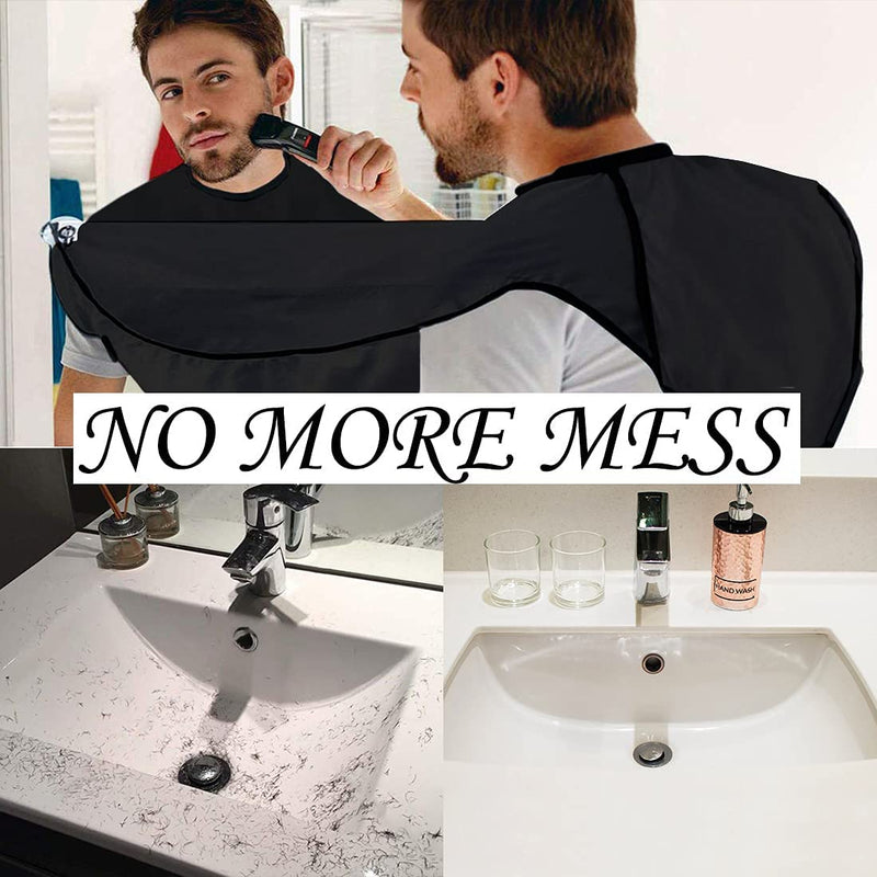 Beard Apron, Beard Bib for Shaving Haircut, Non-Stick Hair Catcher Grooming Cloth with 2 Suction Cups, Gifts for Men Black - NewNest Australia