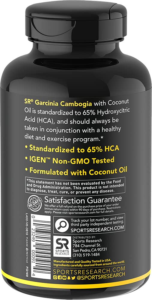 Garcinia Cambogia Extract (65% HCA) with Extra Virgin Organic Coconut Oil | Non-GMO, Soy & Gluten Free (90 Liquid softgels) 90 Count (Pack of 1) - NewNest Australia