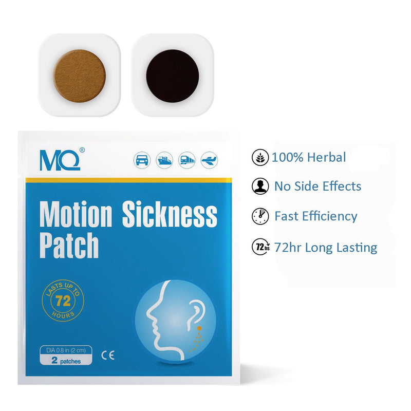 MQ Motion Sickness Patches with 2 Pairs of Wristbands - for Nausea, Dizziness & Vomiting from Motion Sickness, Fast Acting, and No Side Effects (14) - NewNest Australia