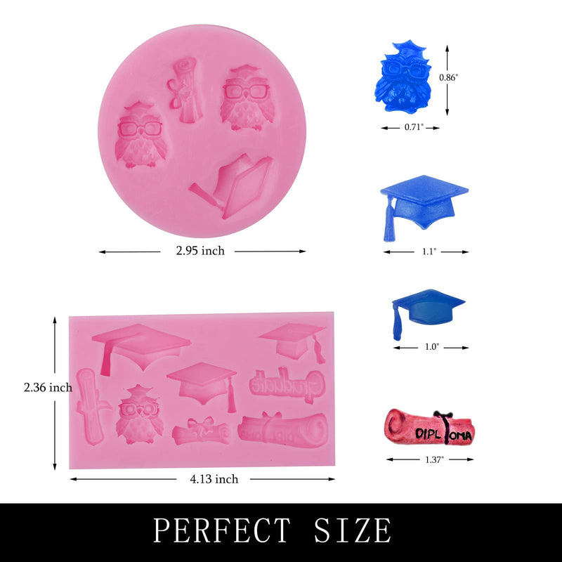 2 Pack Graduation Silicone Chocolate Molds, Doctoral Cap Fondant Mould, Grad School Owl Diploma Molds for 2022 Graduation Celebration Cake Decoration, Cupcake Candy Sugarcraft Resin Clay - NewNest Australia
