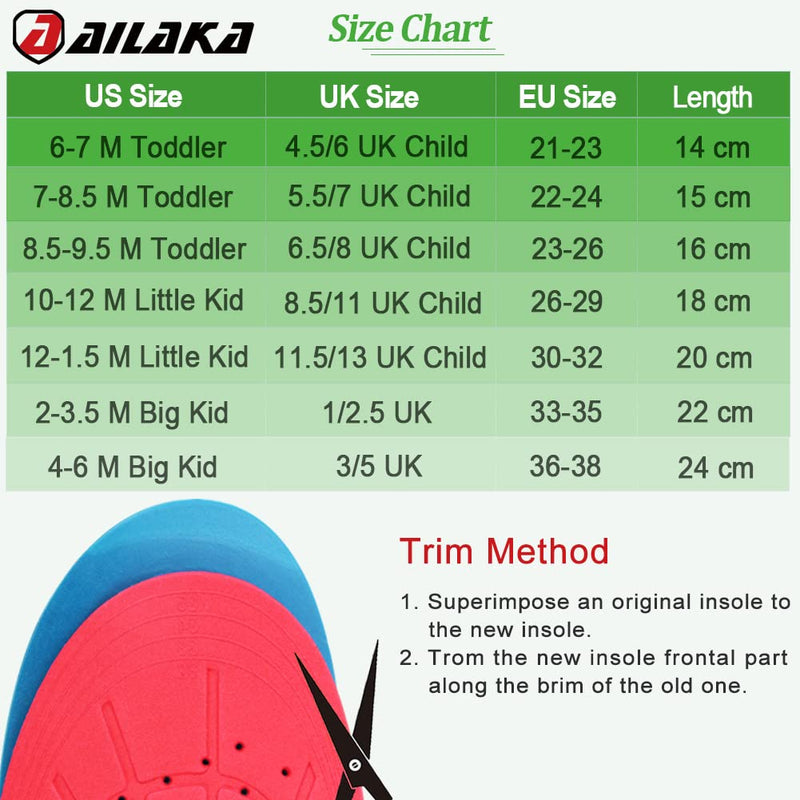 Ailaka Kids Orthotic Arch Support Shoe Insoles, Children PU Foam Cushioning Inserts for Flat feet, Plantar Fasciitis, Feet Heel Pain Relief 4.5/6 UK Child Green - NewNest Australia