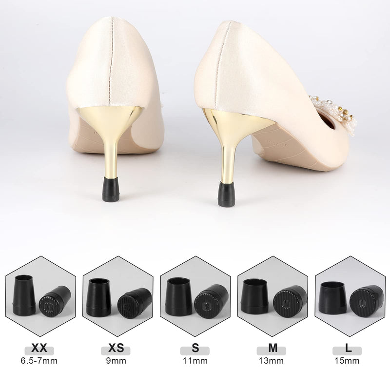 AIEX 15 Pairs High Heel Protectors, Shoe Heel Savers Stoppers Black Apricot Clear Shoe Heel Protectors Covers for Grass Gravel Wedding Outdoor Activities for Stable Walking (XX, XS, S, M, L) - NewNest Australia