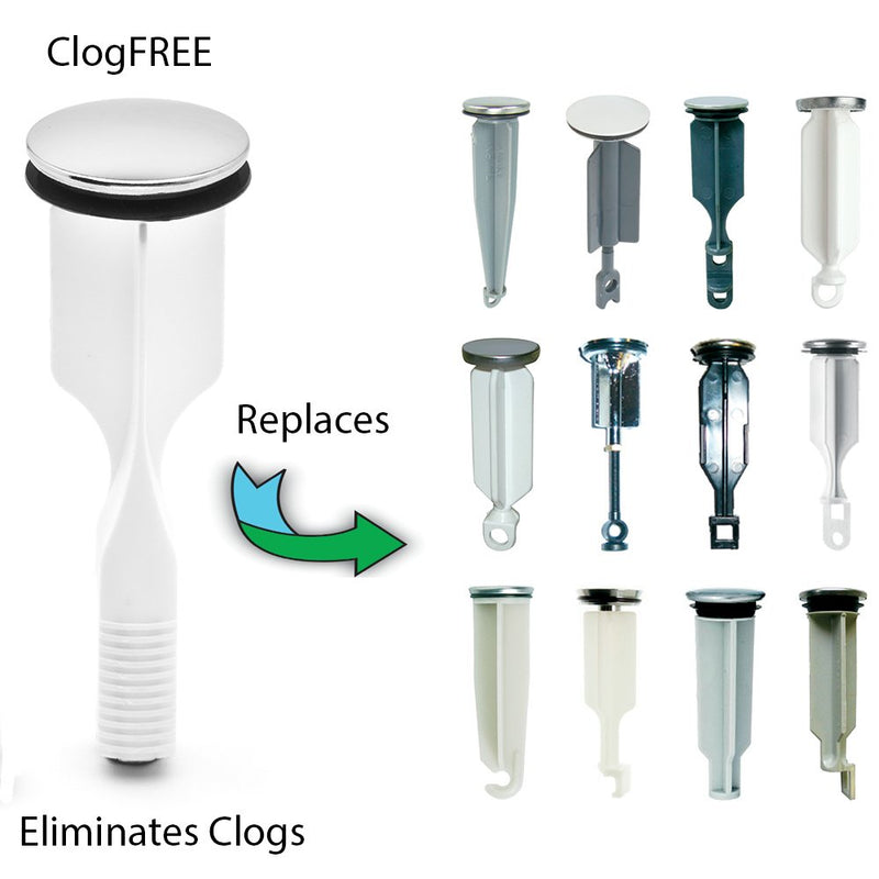 PF WaterWorks PF0317 ClogFREE Patented, Universal, Never Stopper, Eliminates Clogs, Magnetic, Easily Retrofits in Existing Pop-Up Drains, 4-3/4" Tall, Cap Dia. 1.5 in, Brushed Nickel Cap Dia. 1.5 in. - NewNest Australia