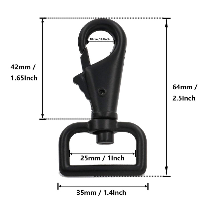 BIKICOCO 1'' Swivel Trigger Tilt & Bump Thumb Knob Bolt Snap Hook Lobster Claw Clasp Spring Loaded Clip, Black - Pack of 10 Black x 10 Pcs - NewNest Australia