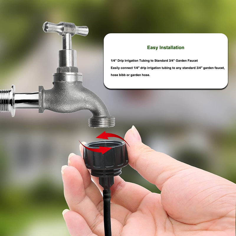 Yulaiyoen Drip Irrigation Hose Connectors,1/4 Inch Drip Irrigation Tubing x 3/4 FHT Swivel Garden Faucet Adapter, Convert 3/4" Garden Hose to 1/4" Drip Pipe for Irrigation Kits (3-Pack) 3/4 to 1/4 inch Faucet Adapter - NewNest Australia