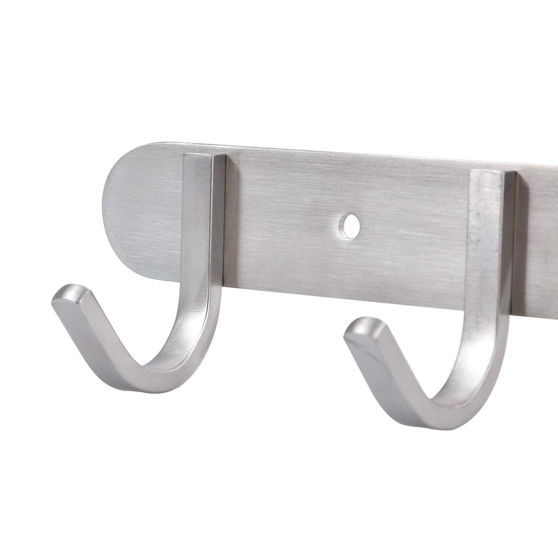 NewNest Australia - Coat Hook Rack Brushed Nickel - Sagmoc 11-Inch Coat&Towel Hook Rail Wall Mounted with 4 Hooks, Durable Wall Hangers for Bedroom, Bathroom, Foyer, Hallway (SUS304 Stainless Steel) 