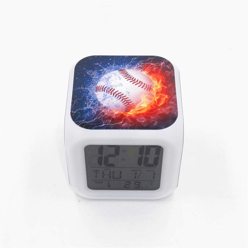 NewNest Australia - BoWay 3＂Desk & Shelf Clock Baseball Fire Digital Alarm Clock with Led Lights Blue Table Clock for Kids Teenagers Adults Home/Office Decor 
