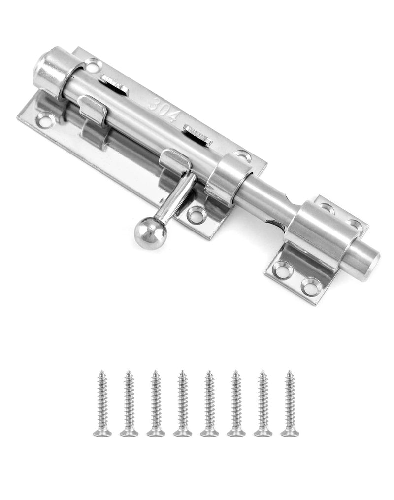 QWORK Sliding Bolt Gate Latch, 6.3" (Thick 3/32") 304 Stainless Steel Heavy Duty Thickened Barrel Bolt with Padlock Hole, Interior Door Latches Brushed Finish - NewNest Australia