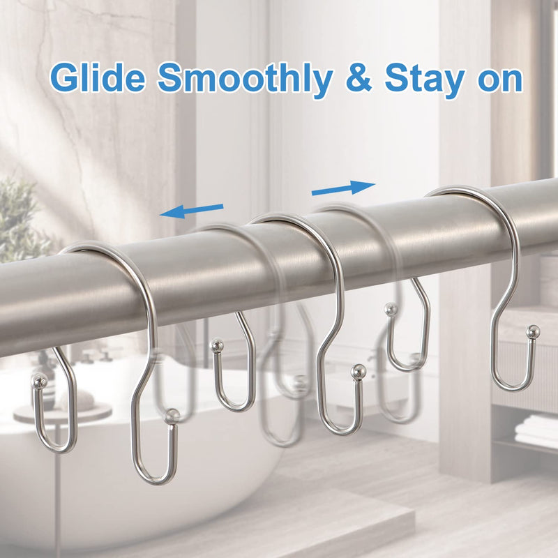 24 Pack Double Shower Curtain Hooks Rings, TENOVEL Double Sided Shower Curtain Hooks Rust Proof for Shower Curtain, Durable Bathroom Shower Hangers Rings for Shower Rods, Brushed Nickel - NewNest Australia