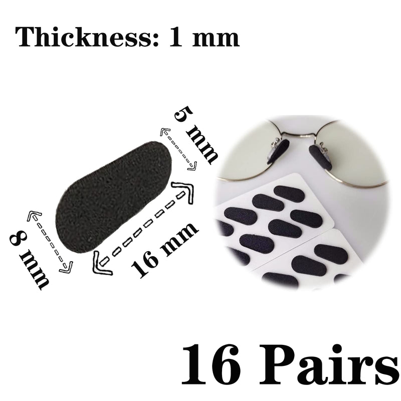 Zoetekway 16 Pairs Of Soft Foam Nose Pads, Non-Slip Pad For Glasses, Self-Adhesive Non-Slip Glasses Nose Pads, 1 Mm Thick, For Myopia Glasses, Reading Glasses, Sunglasses (Black) - NewNest Australia
