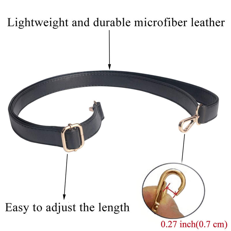 Beaulegan Purse Strap Replacement - Microfiber Leather - 59 Inch Long Adjustable for Crossbody Shoulder Bag - 0.5 Inch Wide, Black/Gold Gold Clasp - NewNest Australia