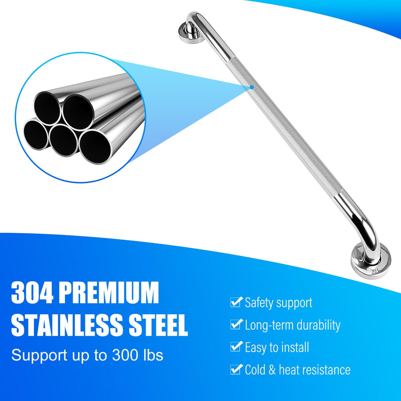 supregear Bathroom Grab Bar Rail, 80 cm 304 Stainless Steel Non-Slip Bathroom Handle, Safety Handle, Indoor/Outdoor Auxiliary Handle for Kitchen Bedroom Bathtub, Shower and Steps - NewNest Australia