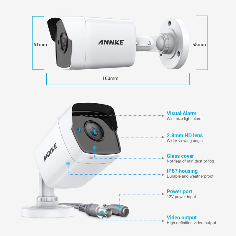 ANNKE 5MP Add-on Full HD-TVI Bullet Camera for Home Security with EXIR 100ft/30m Night Vision, IP67 Waterproof for Outdoor Indoor Video Surveillance 24/7 Coverage - NewNest Australia