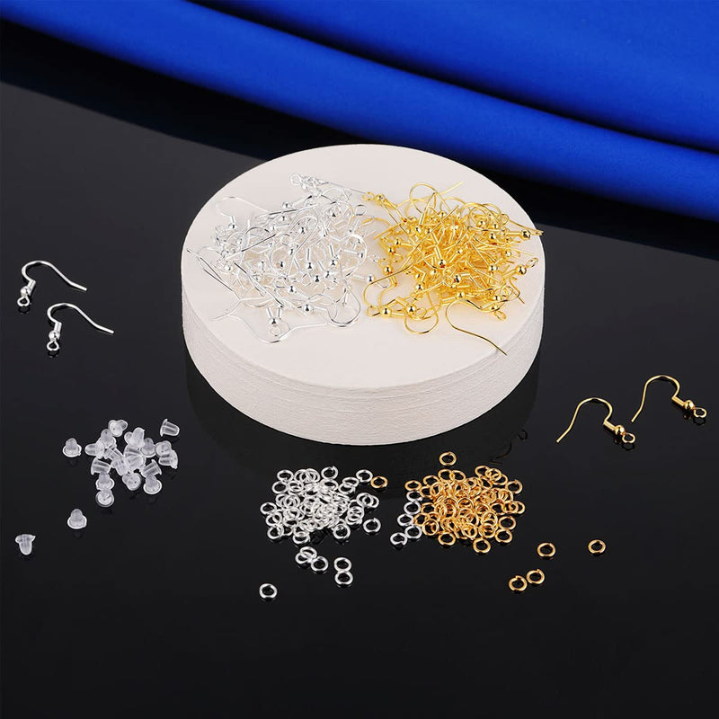 2 Colors Earring Hooks,300 PCS Earring Making Kit, Hypoallergenic Earring Hooks for Jewelry Making（White+Gold） - NewNest Australia