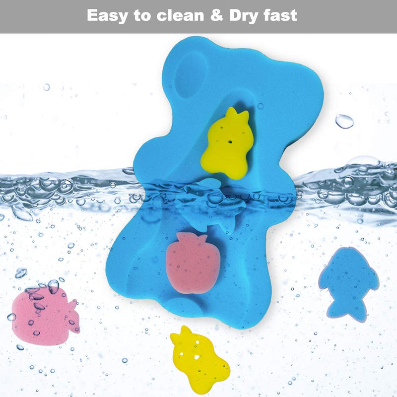 HALLO Soft Infant Bath Sponge Skid Proof Baby Bath Mat Newborn Odor Free (Blue) Blue - NewNest Australia
