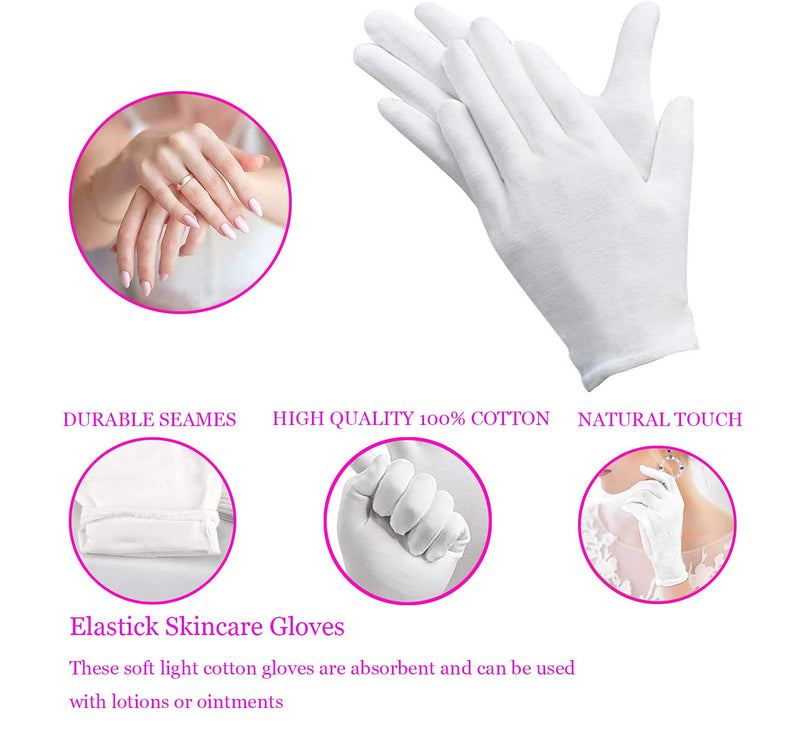 White Cotton Gloves Moisturizing Gloves Soft Elastic Skincare Glove Working Gloves for Women Dry Hands Jewelry Inspection and More, One Size Fits Most (10 Pairs) 10 Pairs - NewNest Australia