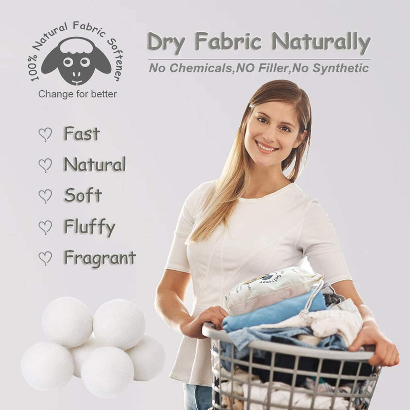 Budieggs Wool Dryer Balls Organic XL 6-Pack, 100% New Zealand Chemical Free Fabric Softener for 1000+ Loads, Baby Safe & Hypoallergenic, Reduce Wrinkles & Shorten Drying Time Naturally White-xl - NewNest Australia