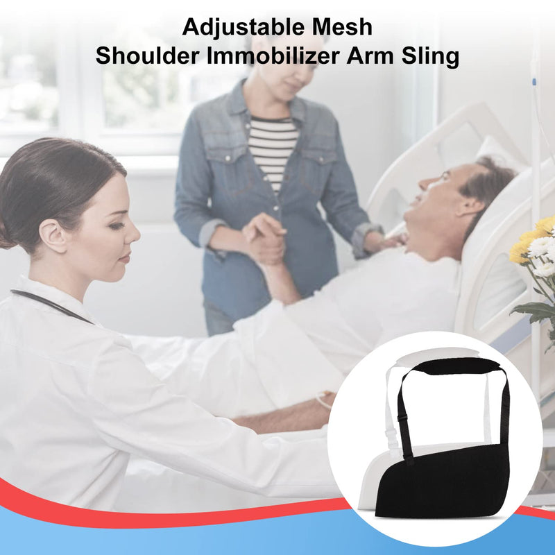 supregear Arm Sling, Adjustable Mesh Shoulder Immobilizer Arm Sling for Shower Breathable Medical Shoulder Elbow Support for Women Men, Fits Left/Right Arm, Black - NewNest Australia