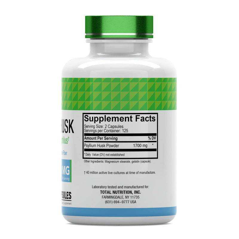 Psyllium Husk Capsules | 1700 MG - 250 Capsules | with Probiotic Acidophilus | Extra Strength Soluble & Dietary Fiber Supplement | Supports Digestive Health | by TNVitamins - NewNest Australia