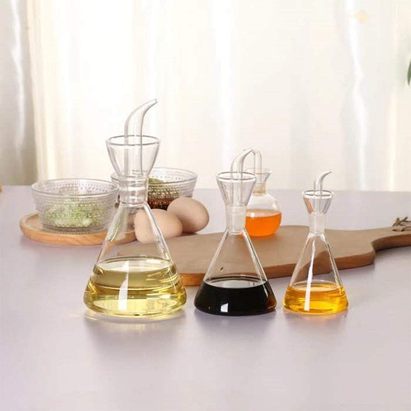 NewNest Australia - HAIZEEN Glass All-Purpose Cruet, Glass Oil Decanter and Cruet (Cone-4 oz, Smooth surface) 4 ounce 