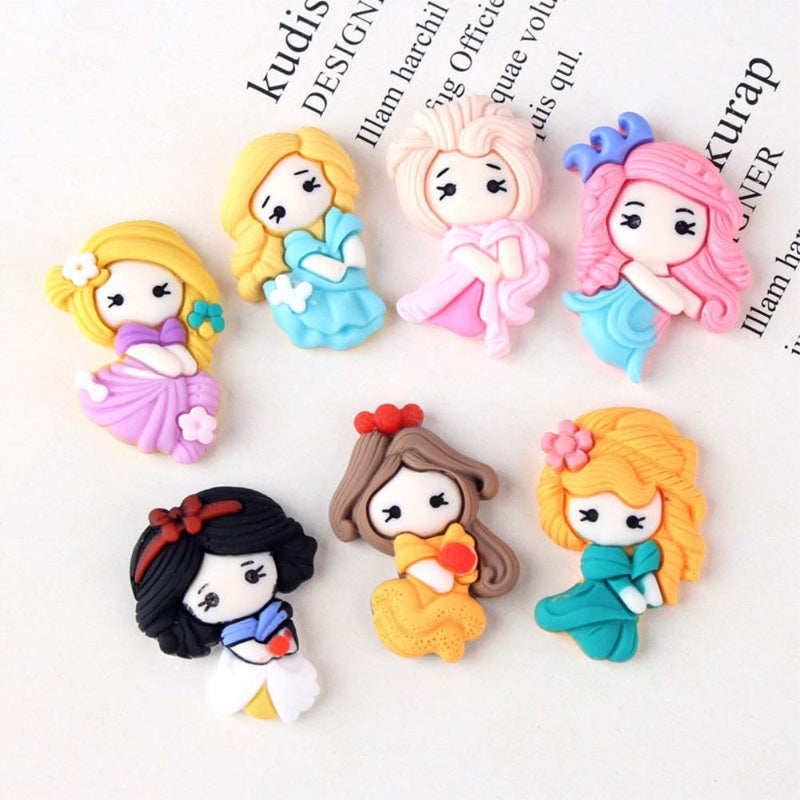 Yontree 15pcs Mixed Resin Flatback Cartoon Princess Charm Cute Ornaments DIY Phone Crafts Scrapbooking Decoration Jewelry Making - NewNest Australia