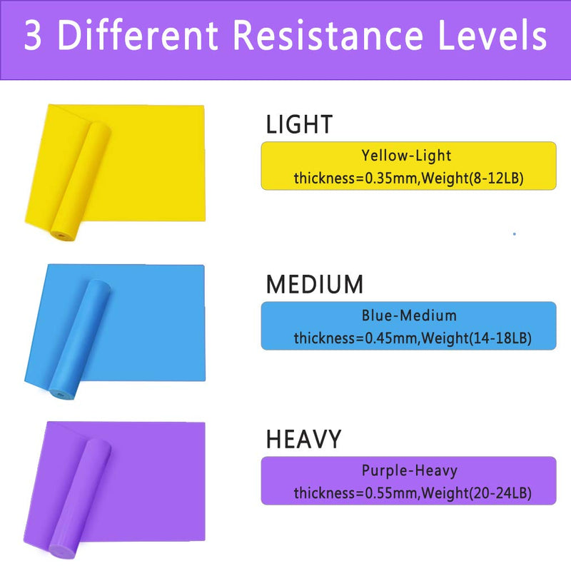 Resistance Bands, [Set of 3] Exercise Bands Set with 3 Resistance Levels, Fitness Bands for Women&Men, Workout Resistance Bands for Pilates,Yoga,Rehab,Strength Training,Fitness Yellow+Blue+Purple 1.5 Metres - NewNest Australia