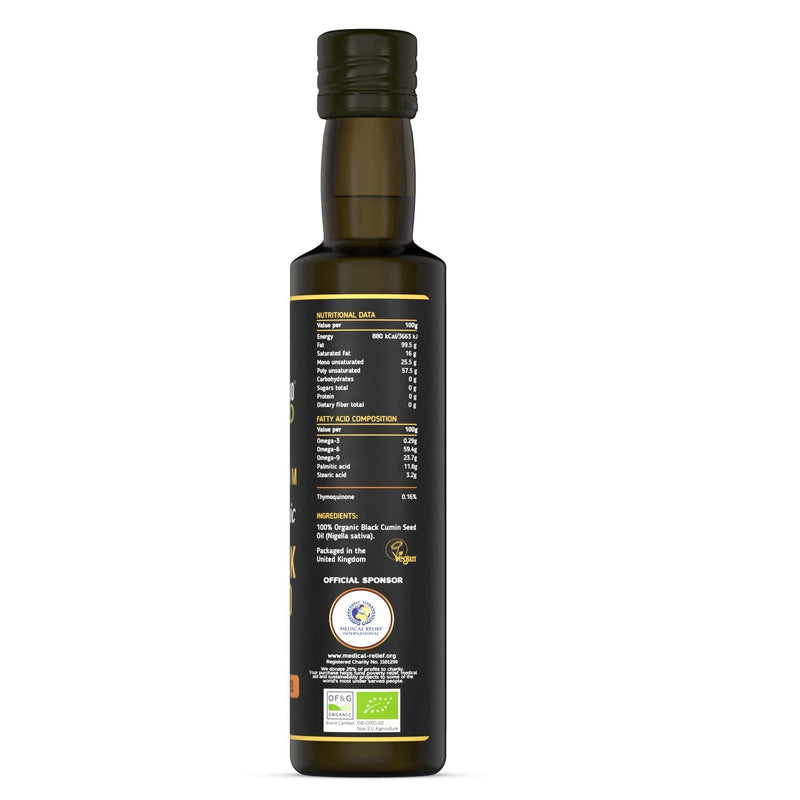 Organic Black Seed Oil 250ml - 100% Pure & Premium Virgin Cold Pressed Nigella Sativa Black Cumin Seed Oil - Supports Healthy Immune, Joint & Brain Function - Certified Organic in The UK - NewNest Australia
