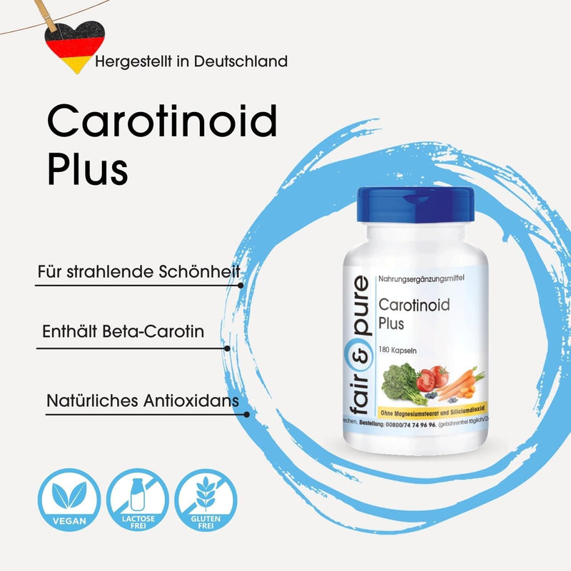 Fair & Pure® - carotenoid complex with beta-carotene - lutein - lycopene, among others - vegan - without magnesium stearate - 180 carotenoid capsules - NewNest Australia