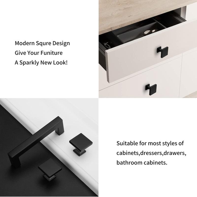 homdiy Cabinet Knobs Brushed Nickel Drawer Knobs 5Pack Square Knobs for Kitchen Cabinet Modern Cabinet Door Knobs 5 Pack Black - NewNest Australia