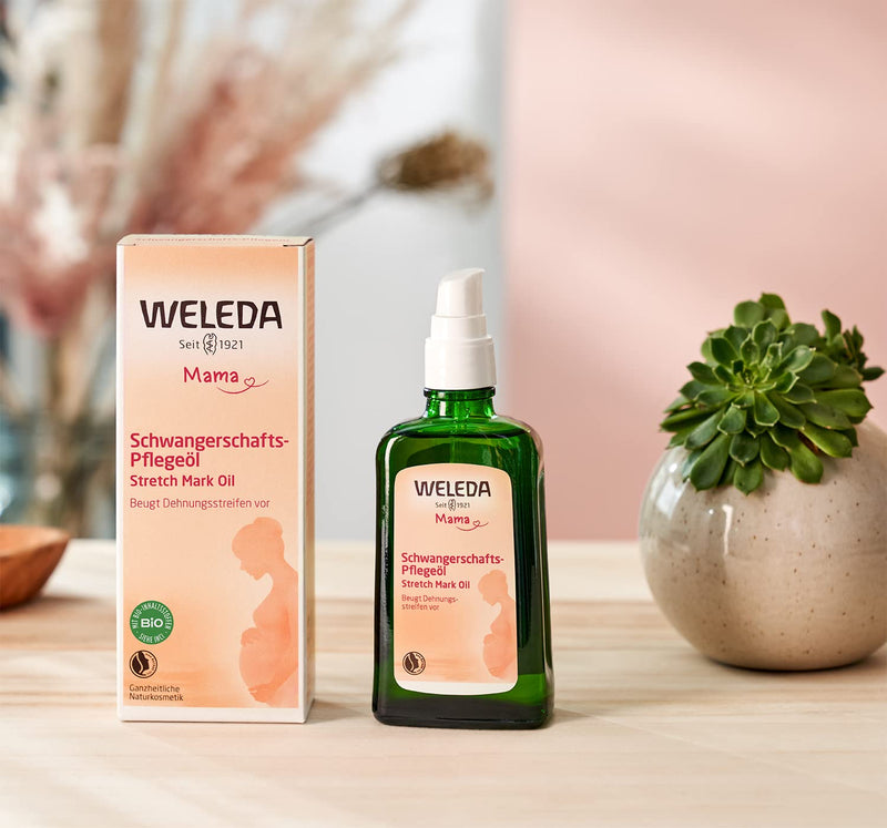 Weleda Organic Mama Pregnancy Care Oil - Natural Cosmetics Massage Pregnancy Oil for Preventing Stretch Marks on the Stomach, Thighs and Chest (1 x 100 ml) - NewNest Australia