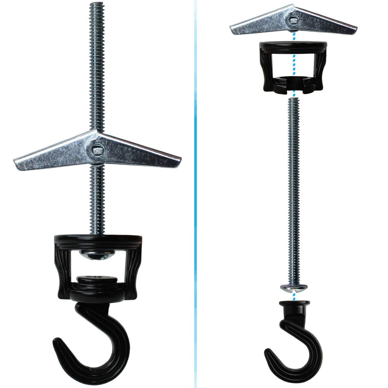 NewNest Australia - Swivel Hook Hangers, Multi-functional for Hanging, Screws and Anchors Included, Tools Needed, 2 Sets Per Pack Black 