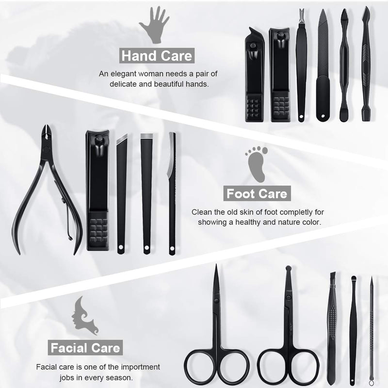 Leipple Manicure Set Professional Nail Clipper Kit Pedicure Kit - 16 pcs Stainless Steel Grooming Kit - Nail Care Tools with Luxurious Leather Travel Case (Brown) Brown - NewNest Australia