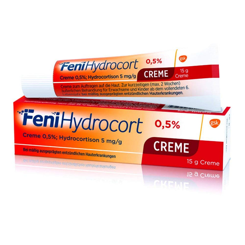 FeniHydrocort cream 0.5%, hydrocortisone 5 mg/g, triple effective for skin inflammation: relieves itching, reduces swelling, reduces redness, 15 g 15 g (pack of 1) - NewNest Australia